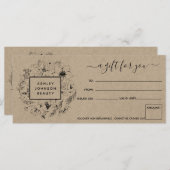 Carte Certificat cadeau Kraft Botanique Moderne (Devant / Derrière)