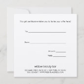 Carte Certificat cadeau Kraft pour script de signature s (Dos)