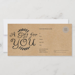 Carte Certificat Cadeau Kraft Rustique