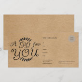 Carte Certificat Cadeau Kraft Rustique (Devant / Derrière)