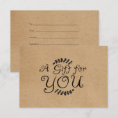 Carte Certificat Cadeau Kraft Rustique (Devant / Derrière)