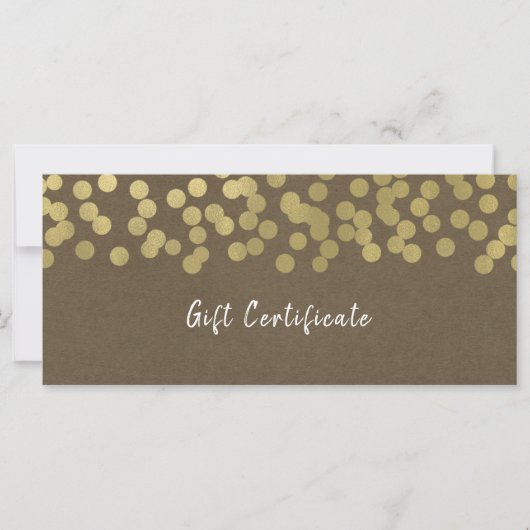 Carte Certificat Cadeau Kraft Rustique Chic Moderne Or (Devant)