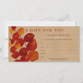 Carte Certificat Cadeau Kraft Rustique Eucalyptus (Devant)