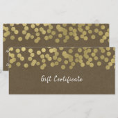 Carte Certificat Cadeau Kraft Rustique Moderne Chic Doré (Devant / Derrière)