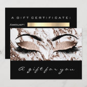 Carte Certificat cadeau Lashes en cuivre marbré Maquilla (Devant / Derrière)