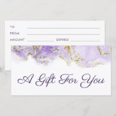 Carte certificat cadeau lavande marbling (Devant / Derrière)