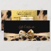 Carte Certificat Cadeau Léopard Guépard Or Noir (Devant / Derrière)