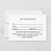 Carte Certificat Cadeau Ligne de Beauté Féminine Bleu (Dos)