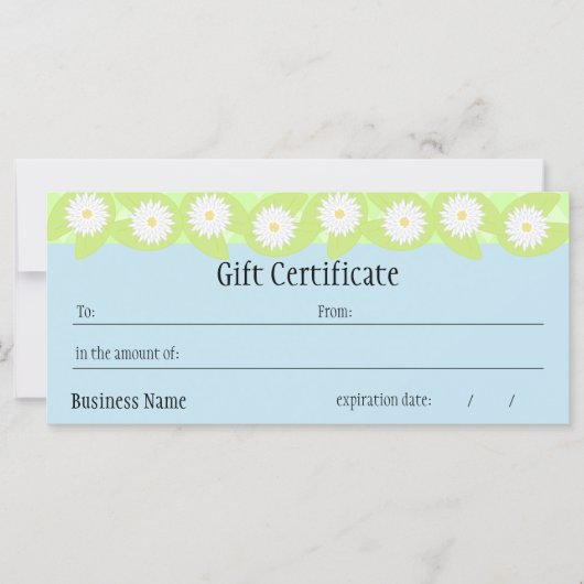 Carte Certificat cadeau Lily Pad (Devant)