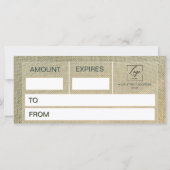 Carte Certificat Cadeau Lin Beige Rustique (Dos)