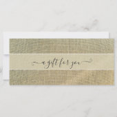 Carte Certificat Cadeau Lin Beige Rustique (Devant)