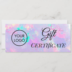 Carte certificat cadeau logo opale violette