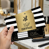 Carte Certificat Cadeau Logo Salon de Coiffure Rayures N
