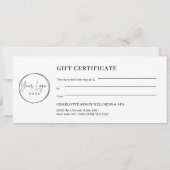 Carte Certificat Cadeau Logo Sourcil Minimal (Dos)