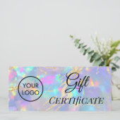 Carte certificat cadeau logo texture opale (Debout devant)