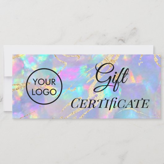 Carte certificat cadeau logo texture opale (Devant)