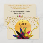 Carte Certificat cadeau Lotus Fleur Yoga Soins de santé (Devant / Derrière)