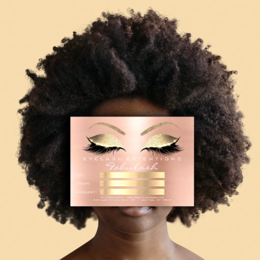 Carte Certificat Cadeau Lux Lashes Rose Gold Makeup