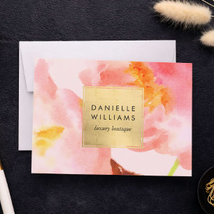 Carte Certificat Cadeau Luxe Fleurs Roses Aquarelle II