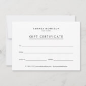Carte Certificat Cadeau Luxe Minimaliste Blanc (Devant)