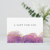 Carte Certificat cadeau Luxe Purple Gold Business (Debout devant)