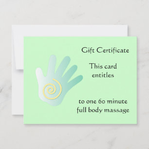 Carte Certificat cadeau main de guérison verte