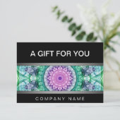 Carte Certificat cadeau mandala Nénuphar moderne (Debout devant)