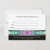 Carte Certificat cadeau mandala Nénuphar moderne (Dos)