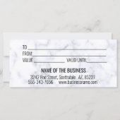 Carte Certificat Cadeau Manuscrit Marbre Or (Dos)