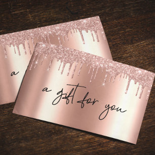Carte Certificat Cadeau Manuscrit Paillettes Rose Gold