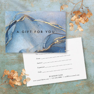 Carte Certificat Cadeau Marbre Agate Navy Elégant Or
