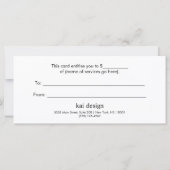 Carte Certificat cadeau massage yoga (Dos)