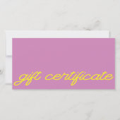 Carte Certificat Cadeau Mauve Rose Écriture Moderne (Devant)