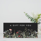 Carte Certificat cadeau Meadow Fleur sauvage noir (Debout devant)