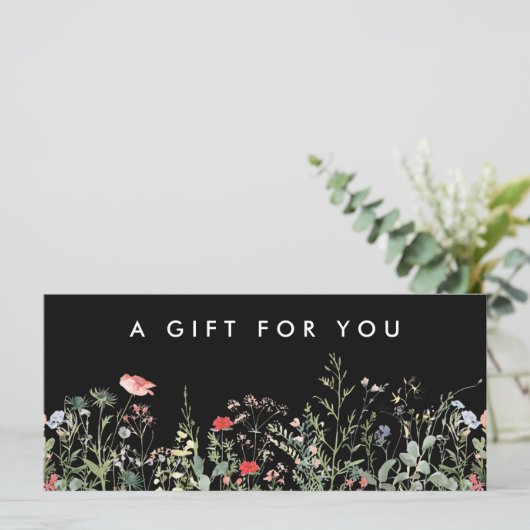 Carte Certificat cadeau Meadow Fleur sauvage noir (Debout devant)