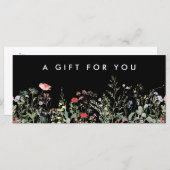Carte Certificat cadeau Meadow Fleur sauvage noir (Devant / Derrière)