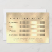 Carte Certificat cadeau Metallic Gold Lash maquillage be (Dos)