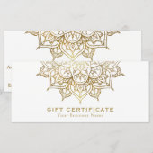 Carte Certificat Cadeau Minimal Moderne Mandala Dorée (Devant / Derrière)