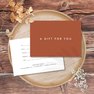 Carte Certificat Cadeau Minimaliste Bold Terracotta