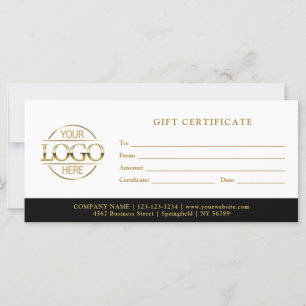 Carte Certificat cadeau minimaliste de logo d'entreprise