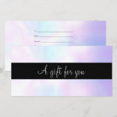 Carte Certificat Cadeau Minimaliste Iridescent Script (Devant / Derrière)
