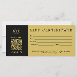 Carte Certificat Cadeau Minimaliste Moderne Personnalisé