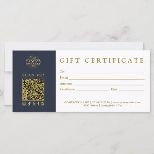 Carte Certificat Cadeau Minimaliste Moderne Personnalisé