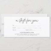 Carte Certificat cadeau minimaliste moderne Script (Dos)