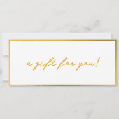 Carte Certificat cadeau minimaliste or & blanc élégant (Dos)