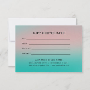 Carte Certificat cadeau minimaliste pour entreprise avec