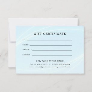 Carte Certificat cadeau minimaliste pour entreprise avec