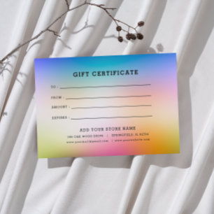Carte Certificat cadeau minimaliste pour entreprise avec