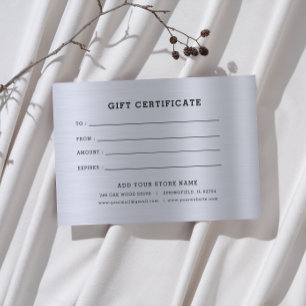 Carte Certificat cadeau minimaliste pour entreprise avec