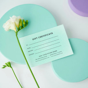 Carte Certificat cadeau minimaliste pour entreprise avec